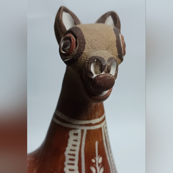 2 Headed Llama Alpaca Pottery Art Drinking Vessel Canteen Handmade Handpainted - Picture 5 of 6